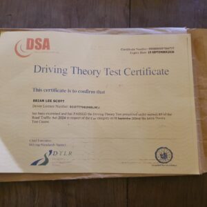 Driving Theory test certificate