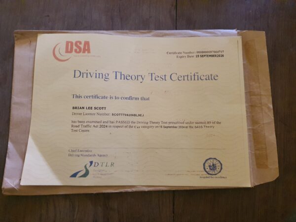 Driving Theory test certificate - Image 2