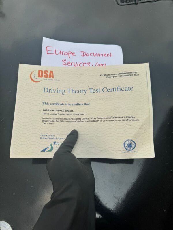 Driving Theory test certificate